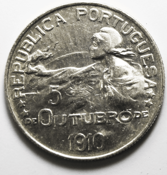 1910 Portugal Silver Escudo KM# 560 Struck in 1914