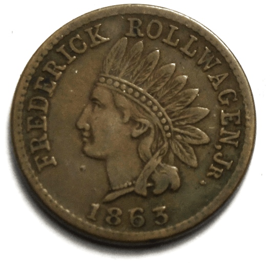 1863 Civil War Token 587 Third Ave 20 & 21 Centre Market  New York