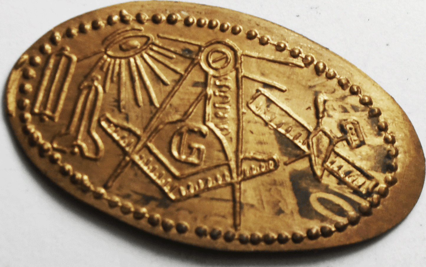 1963 1c Elongated Penny The Square and Compasses Masonic