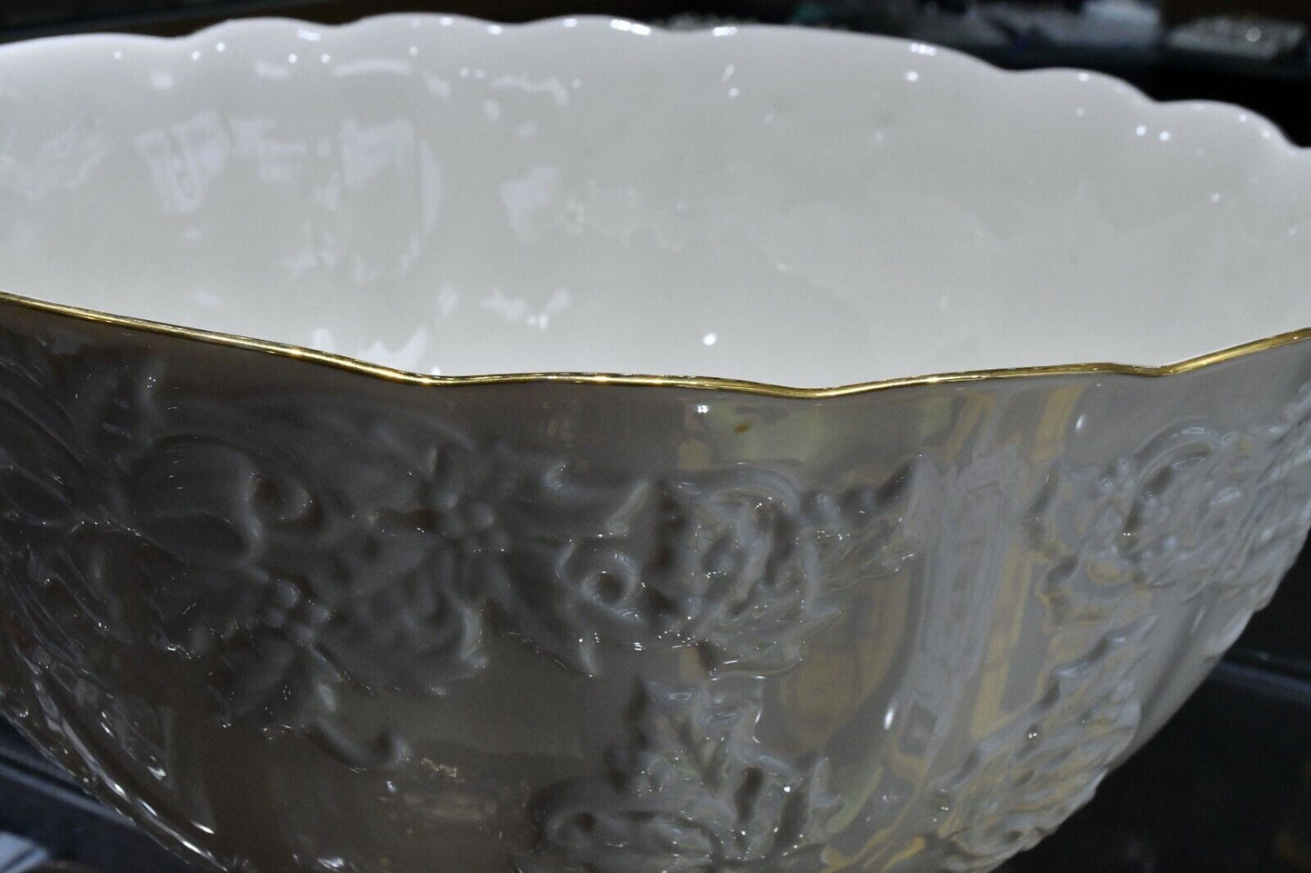 Discontinued Lenox Porcelain Huge Holiday Hostess Punch Bowl 12 1/4" x 6"