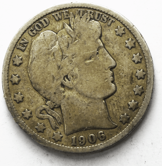 1906 D 50c Barber Silver Half Dollar Fifty Cents US Denver