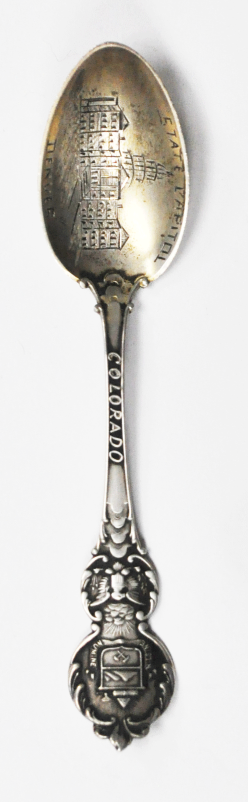 Sterling Silver Mechanics Colorado State Capital Souvenir Spoon 4-7/8"