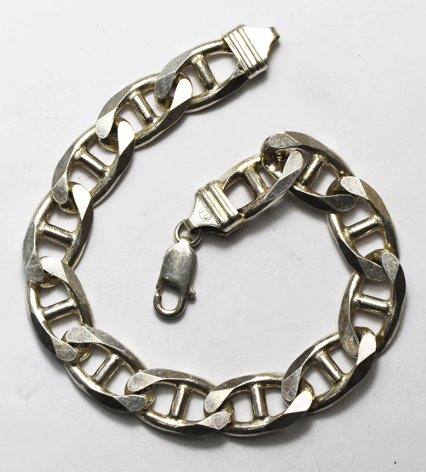 Sterling Silver Heavy Mariner Anchor Chain Bracelet 12mm 9.5" 43g