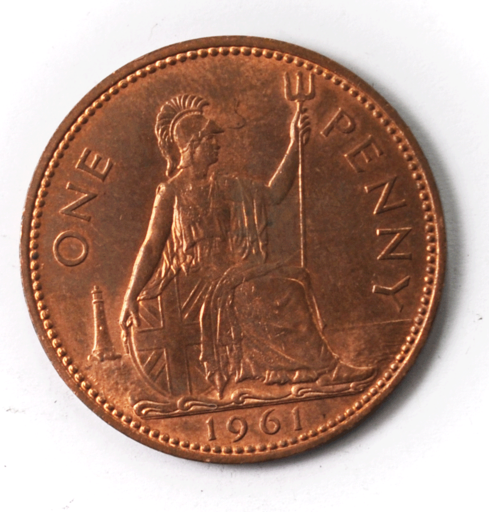 1961 Great Britain Bronze Penny KM# 897 Uncirculated