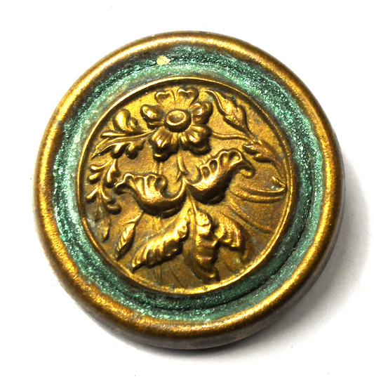 Vintage Large Flower Brass Round Button 38mm