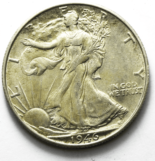 1946 S 50c Walking Liberty Silver Half Dollar Fifty Cents San Francisco AU