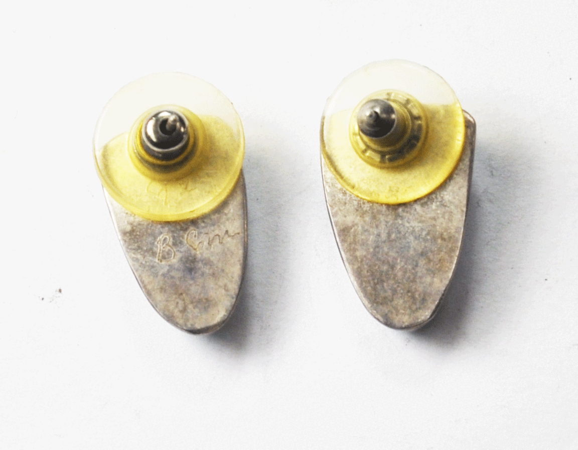 Sterling Turquoise Gumdrop Triangle Earrings 20mm x 14mm