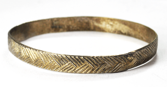 Sterling Silver Taxco Crisshatch Zigzag Bangle Medium Bracelet 8mm