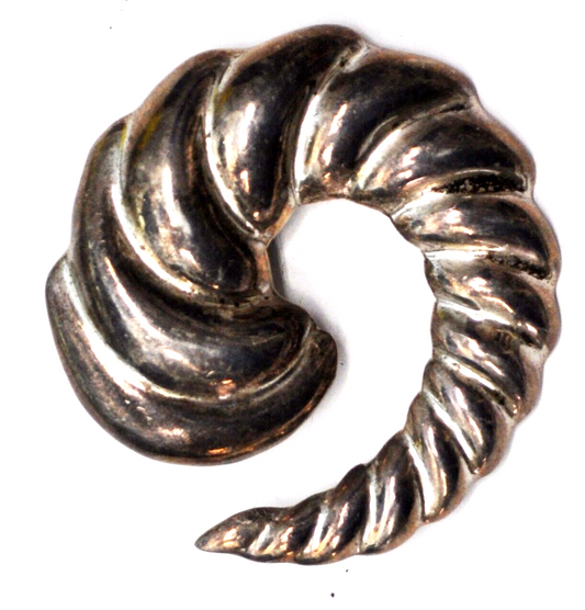 Sterling Silver Nautilus Shell Striped Spiral Brooch Pin 2-1/4  21.8g