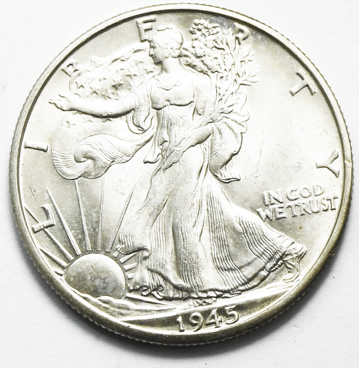 1945 D 50c Walking Liberty Silver Half Dollar Denver Uncirculated