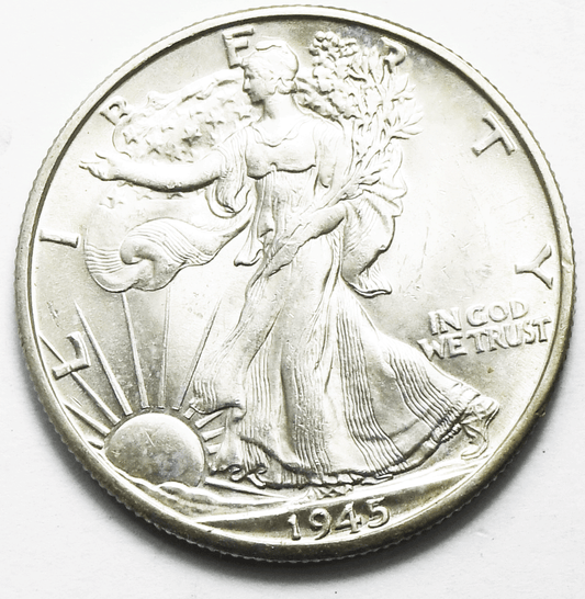1945 D 50c Walking Liberty Silver Half Dollar Denver Uncirculated