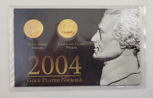 2004 Gold Plated Jefferson Peace & Keel Nickels From First Commemorative Mint