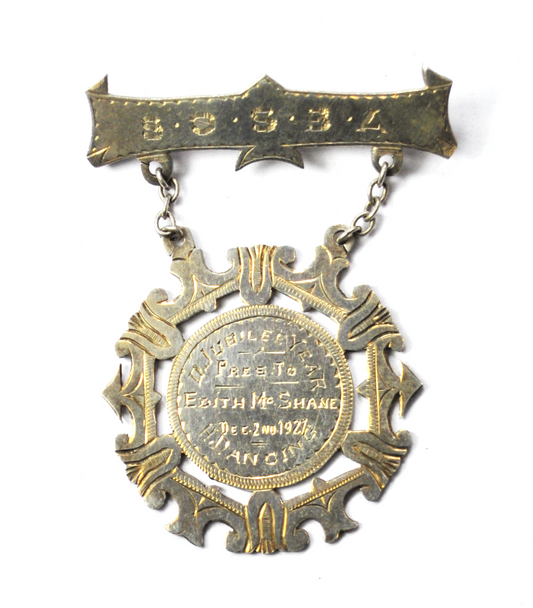1927 Scottish Highland Dancing Medal Brooch Pin Edith McShane 2-1/8" 38mm SOSBA