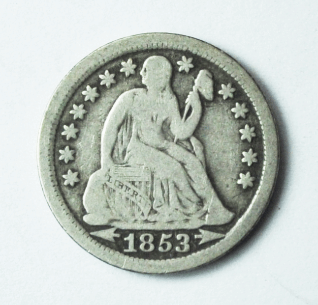 1853 Arrows 10c Seated Liberty Silver Dime Ten Cents Philadelphia