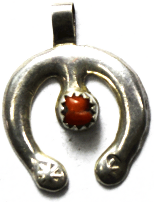 Sterling Silver Sand Cast Naja Coral Horseshoe Crescent Pendant 21mm x 27mm