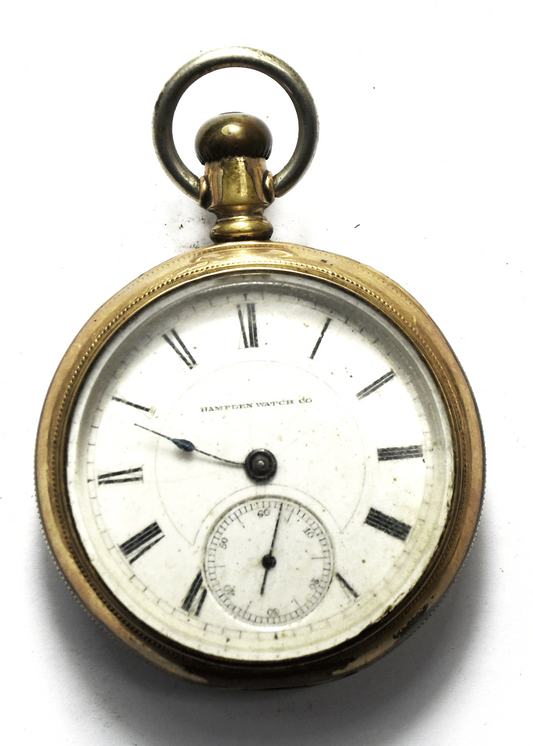 1886 Hampden Grade 54 Size 18 Open Face Hinged GF Pocket Watch Not Running