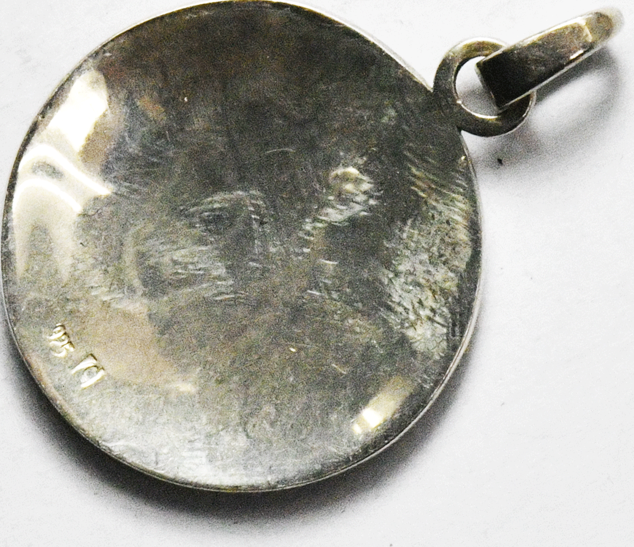 Sterling Silver Signed C 27mm Round I Love You 45 Pendant