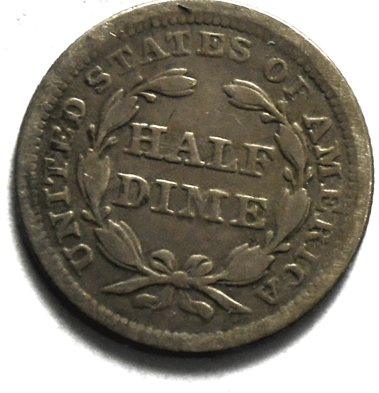 1857 H10c Seated Liberty Silver Half Dime United States Clashed Shield