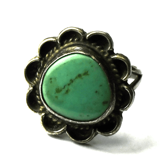 Sterling Silver Turquoise Flower 19mm Ring Size 8