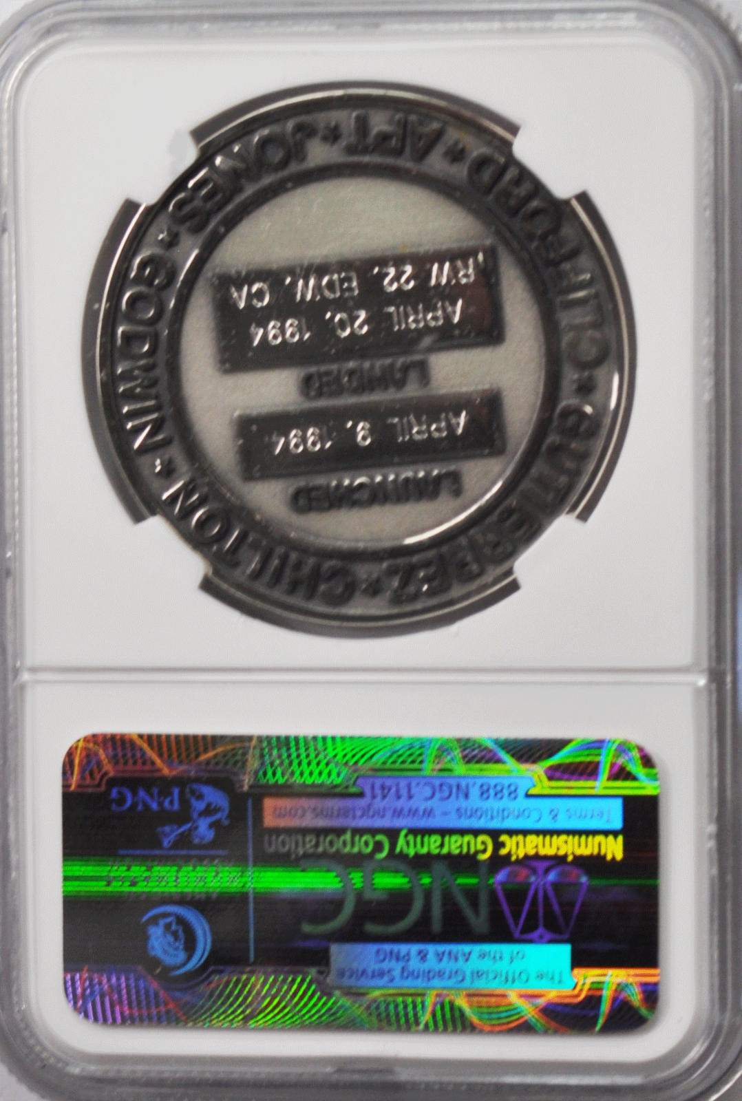 1994 STS-59 Robbins Silver Space Medal Unflown #98 NGC MS64 Endeavour