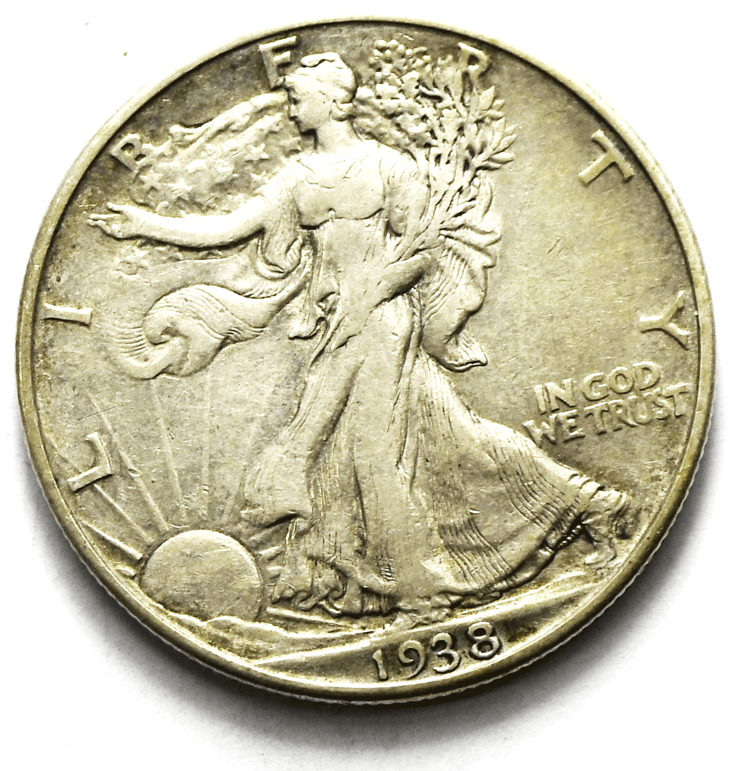 1938 D 50c Walking Liberty Silver Half Dollar Fifty Cents Denver Rare