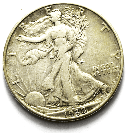 1938 D 50c Walking Liberty Silver Half Dollar Fifty Cents Denver Rare
