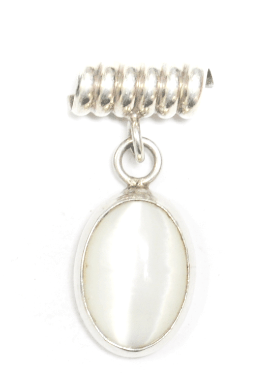Sterling Silver Oval White Mother Pearl MOP 22mm Wide Bale Pendant Slide1-3/4"