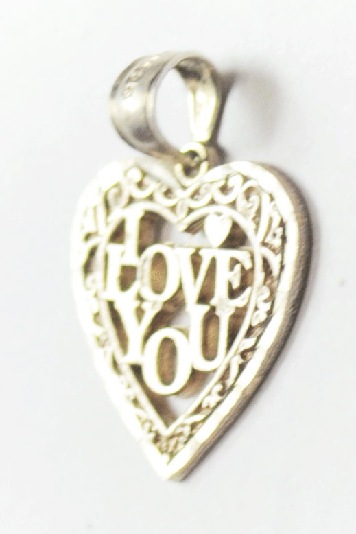Sterling  I Love You Cut Out Small Heart Pendant 22mm x 18mm CAL