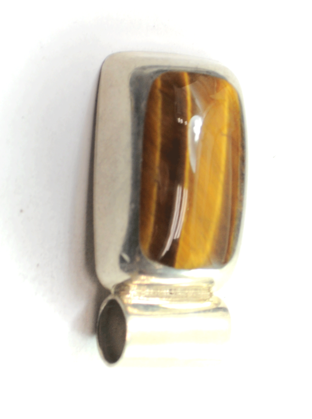Sterling Mexico TC-311 Tiger's Eye Rectangle Domed Pendant Slide 41 x 21mm 18.2g