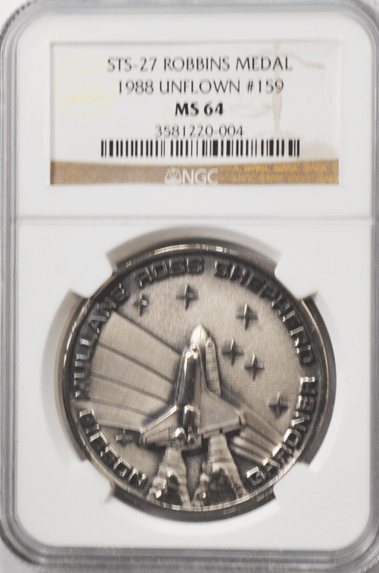 1988 STS-27 Robbins Space Silver Medal Unflown #159 NGC MS64 Atlantis