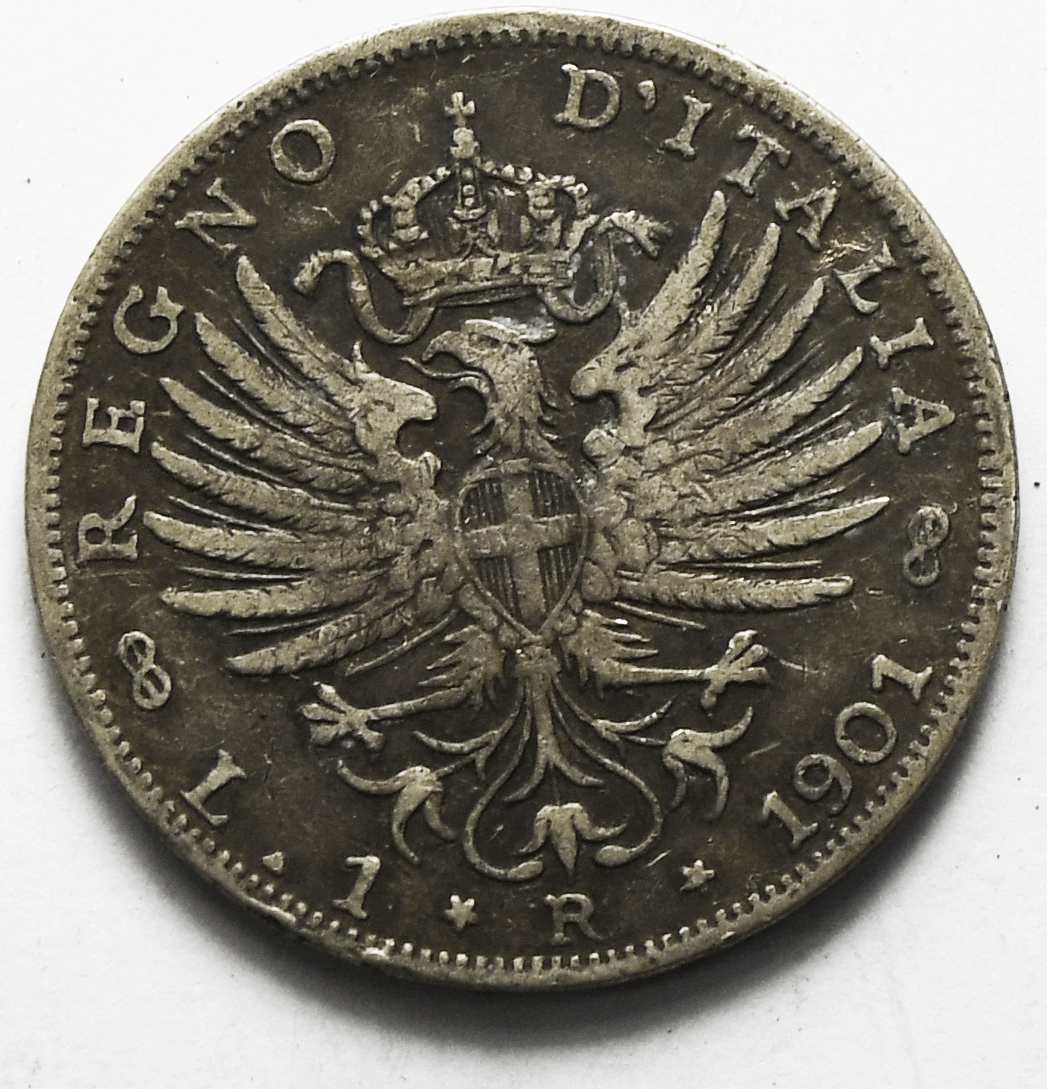 1901 R Italy One Lira Silver Coin KM# 32