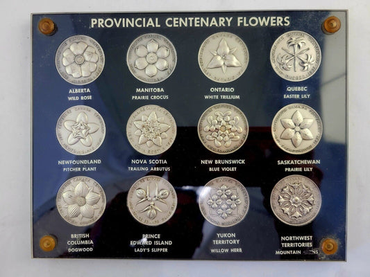 1967 Canadian Provincial Centenary Flowers Complete 12pc Medal Set