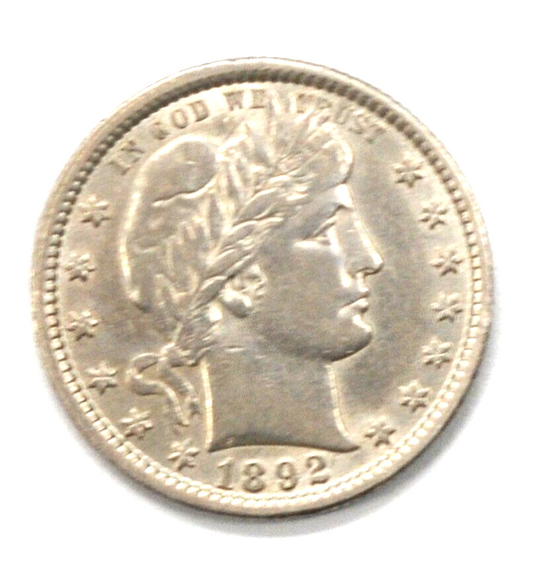 1892 25c Barber Silver Quarter Dollars Philadelphia AU DDO FS-101 Type 2