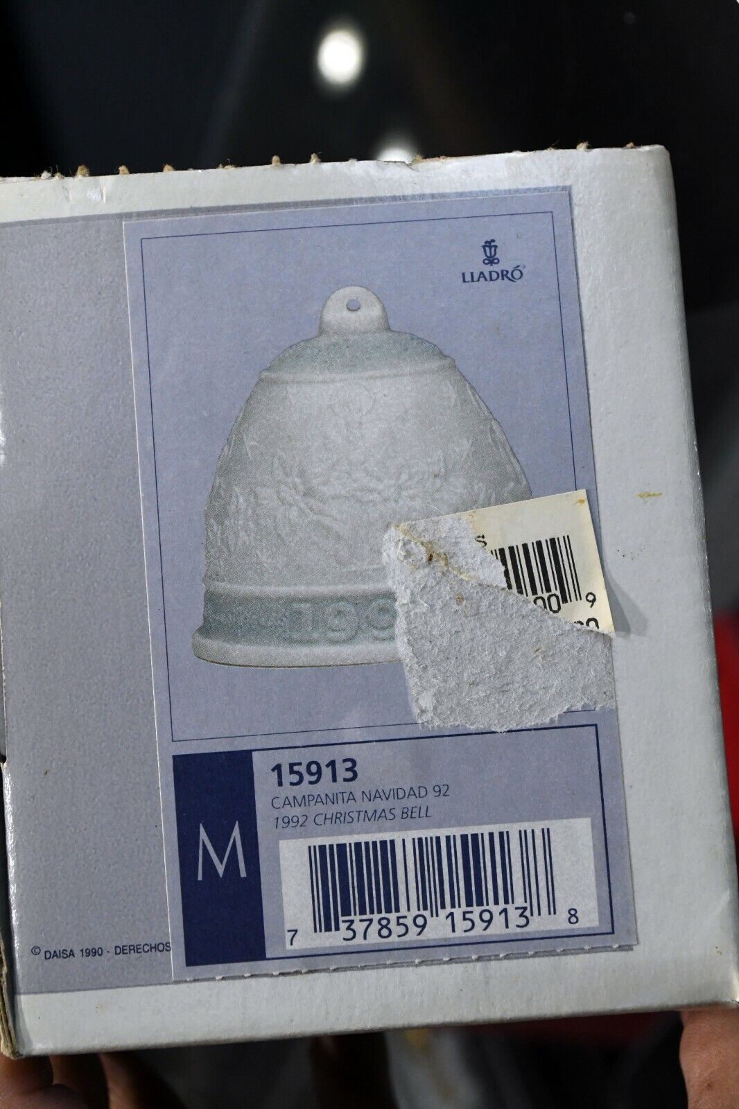 1992 Lladro Christmas Bell Boxed Spain